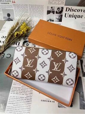 LV Brown & White Monogram Zip-Around Wallet